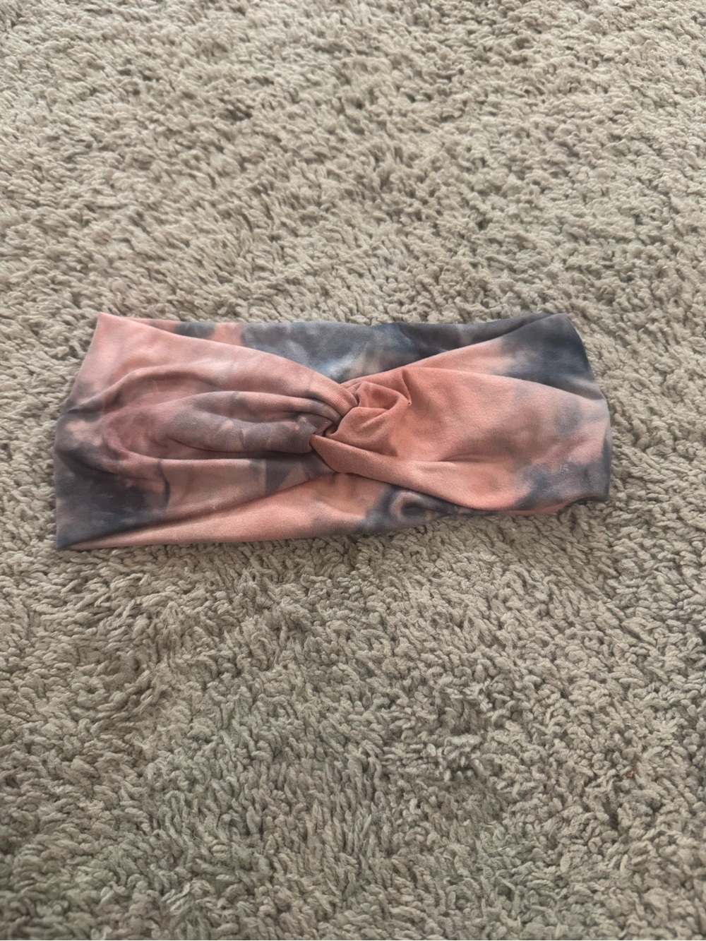 Twist Knot Tie-Dye Stretch Headband - Blush Pink & Gray
